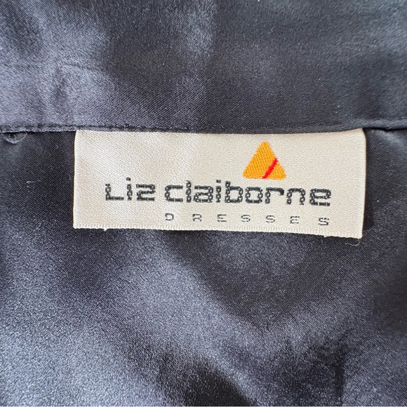 Liz Claiborne Drop Waisted Pleated Skirt Black Liquid Satin Goth Girl Neutral 10 - Picture 7 of 10